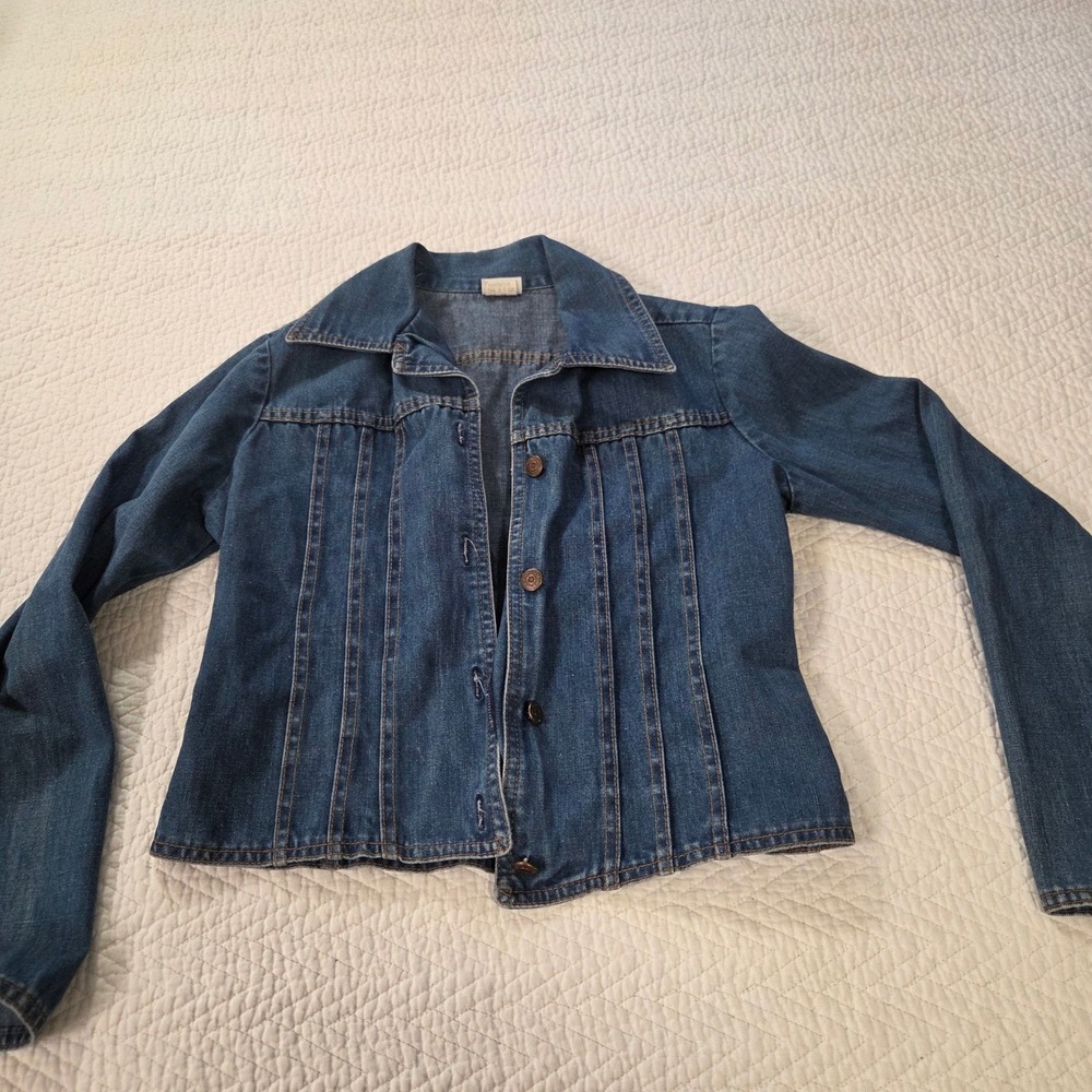 Levis Asterisks Vintage Medium Wash Blue Pintuck Pleated Denim Jacket Medium